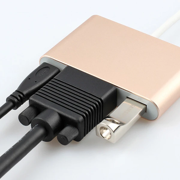 USB 3.1 male Type_C to VGA (D-Sub HD15) Female + USB 3.1 female Type_C and USB 3.0 OTG adapter