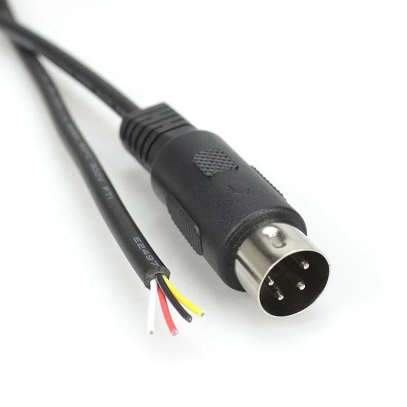 4 تاریں Midi Din 4 Pin Male سپیکر کے لیے End Pigtail Cable کھولنے کے لیے