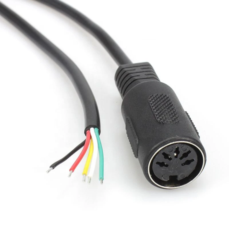 کی بورڈز کے لیے اینڈ پگٹیل کیبل کھولنے کے لیے Midi Din 5 Pin Female
